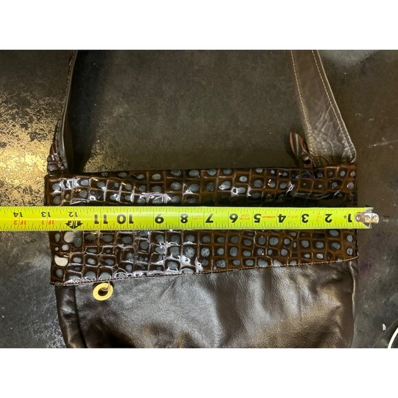 Paul Joseph Genuine Leather Handbag Crossbody Crocodile Embossed Texture Brown - Picture 9 of 10